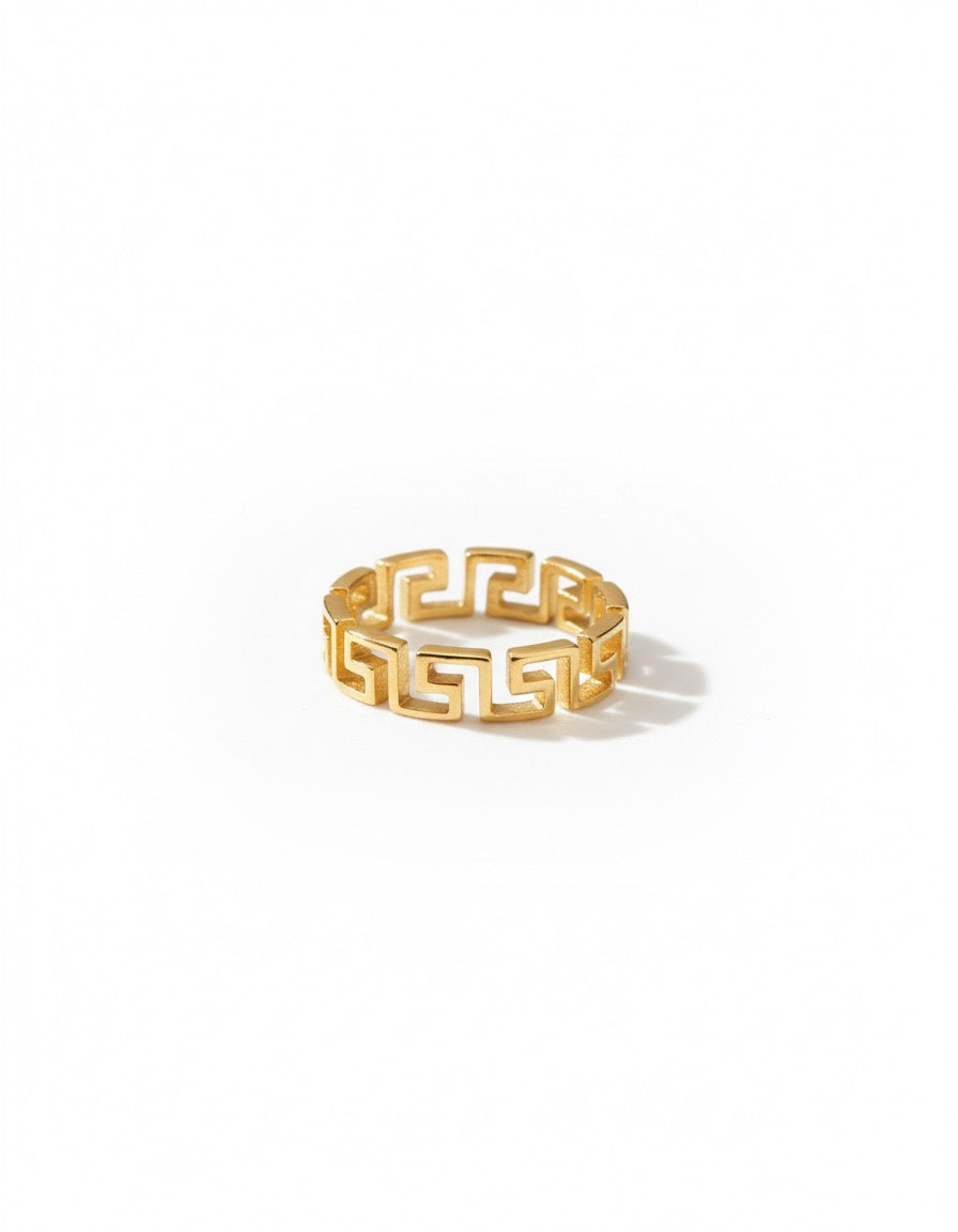 Greek Key Gold Ring
