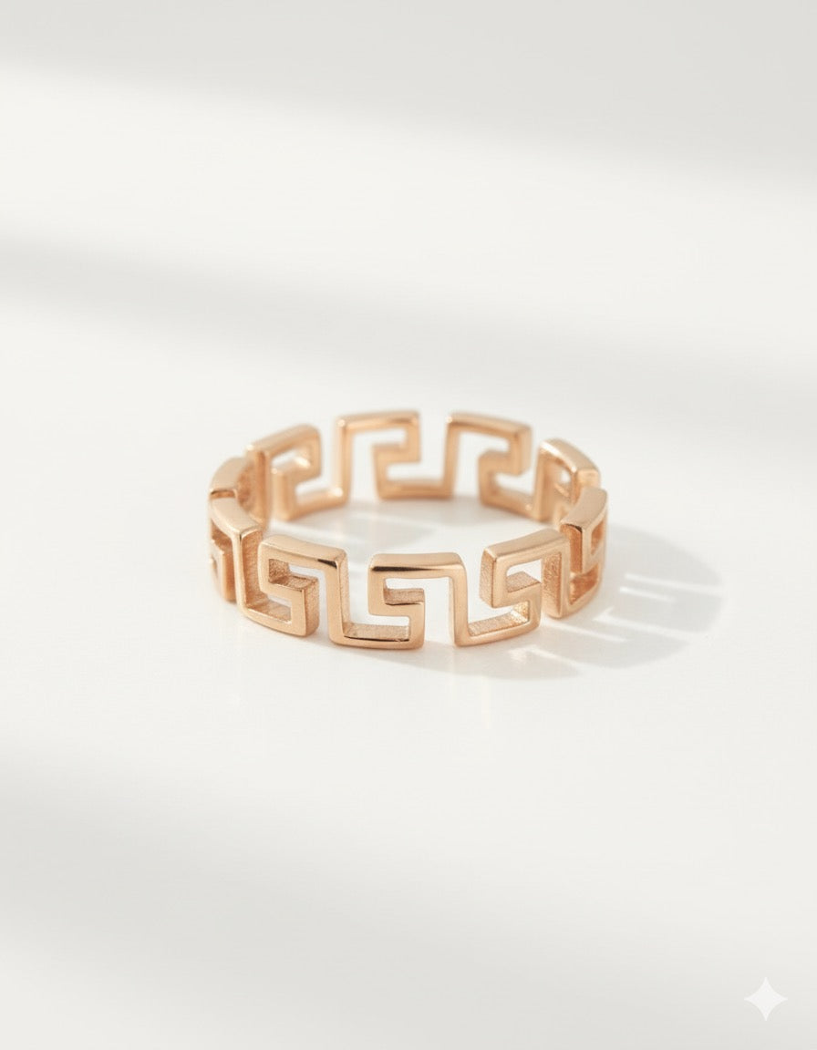 Greek Key Gold Ring
