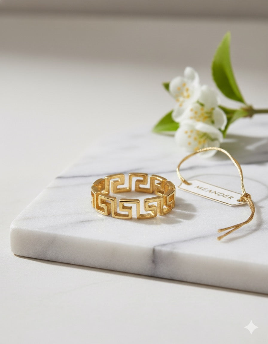 Greek Key Gold Ring